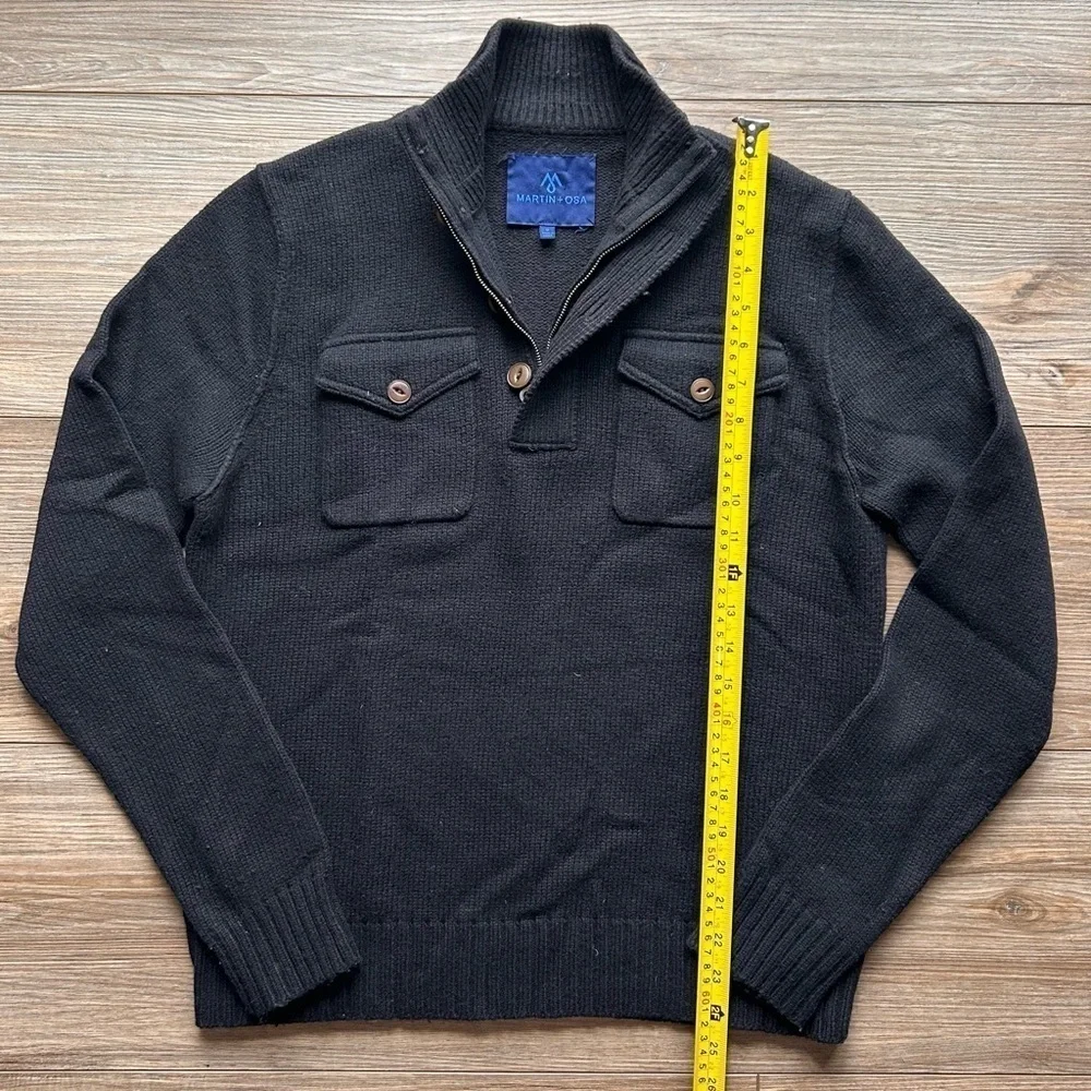 Martin + Osa | Quarter Zip Wool Sweater in Black (Medium) - Picture 4 of 10